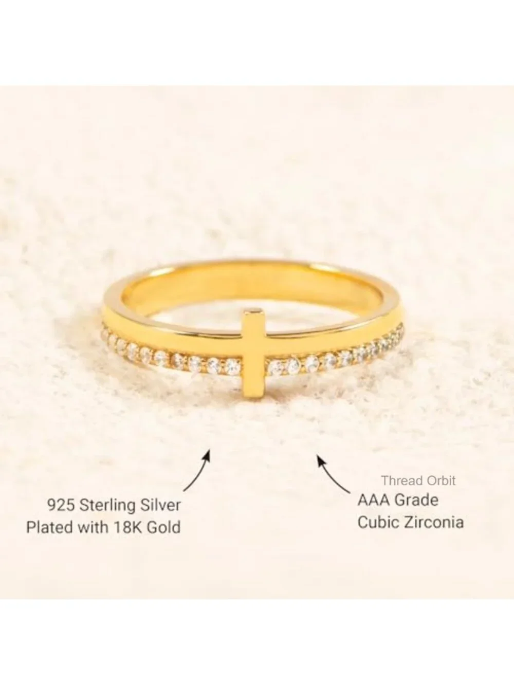 925 Sterling Silver Cross Ring with CZ, Dainty Christian Jewelry, Confirmation
